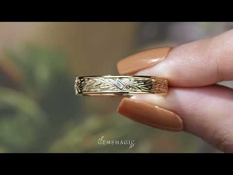 Nature Inspired Baguette Cut Moissanite Men's Band - Felix