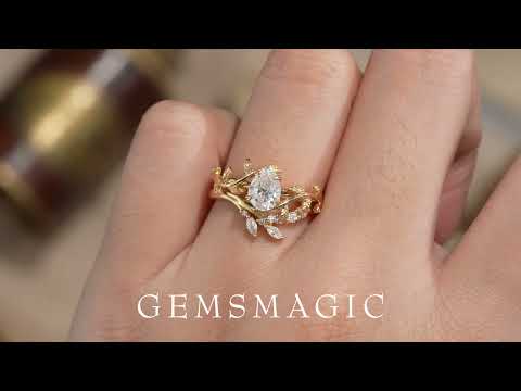 Load and play video in Gallery viewer, GemsMagic Promise Moissanite Engagement Ring Set 2pcs
