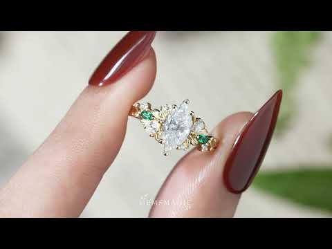 Nature Inspired Marquise Cut Moissanite Leaf Engagement Ring - Fiora | GemsMagic
