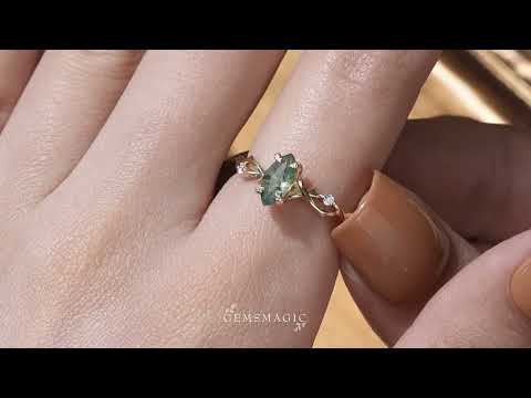 Marquise Cut Moss Agate Thorns Inspired Engagement Ring Unique Promise Ring - Briar | GemsMagic