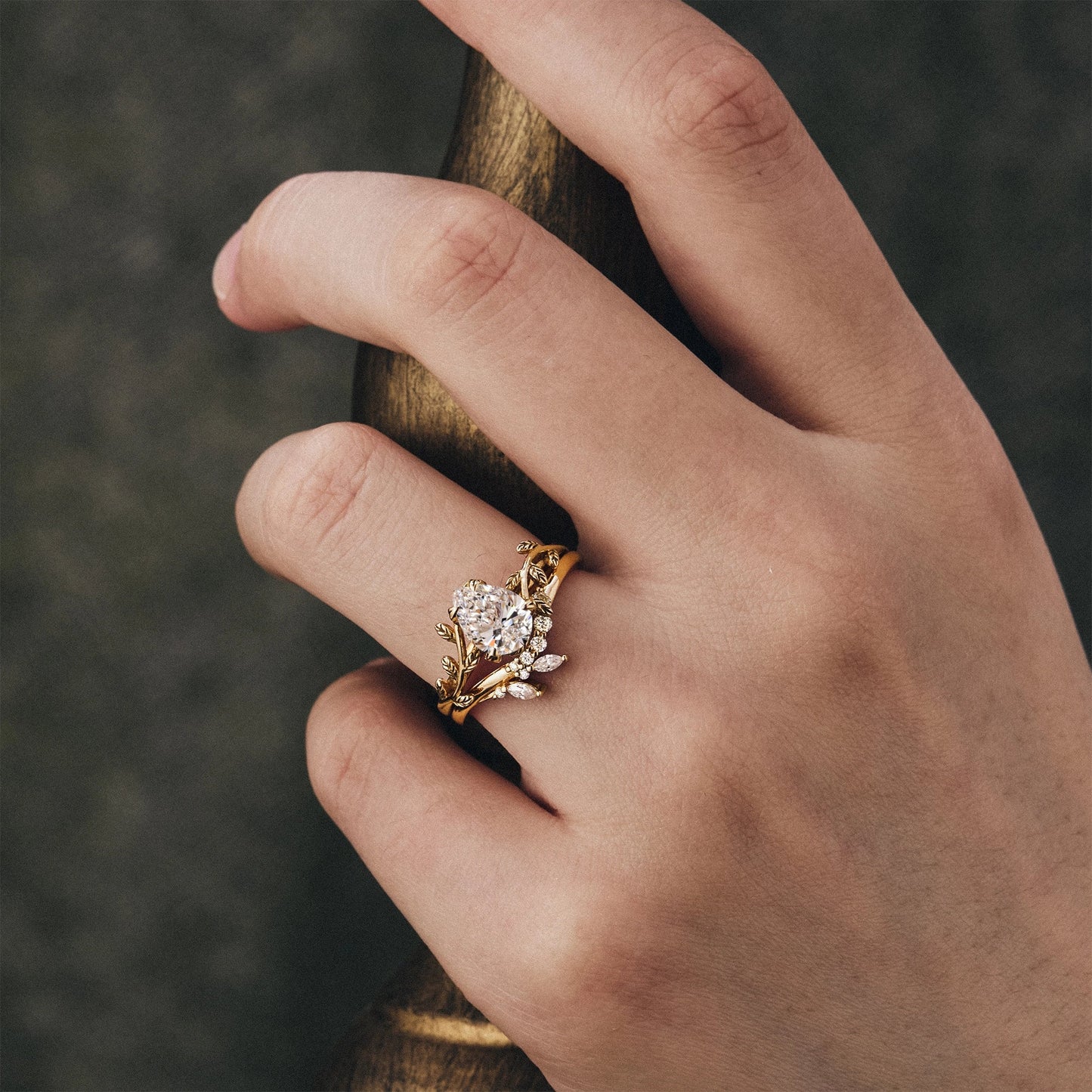 Promise Lab Grown Diamond Engagement Ring Set 2pcs - Hana | GemsMagic - GemsMagic