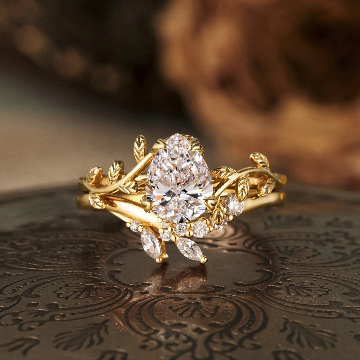 Promise Lab Grown Diamond Engagement Ring Set 2pcs - Hana | GemsMagic - GemsMagic