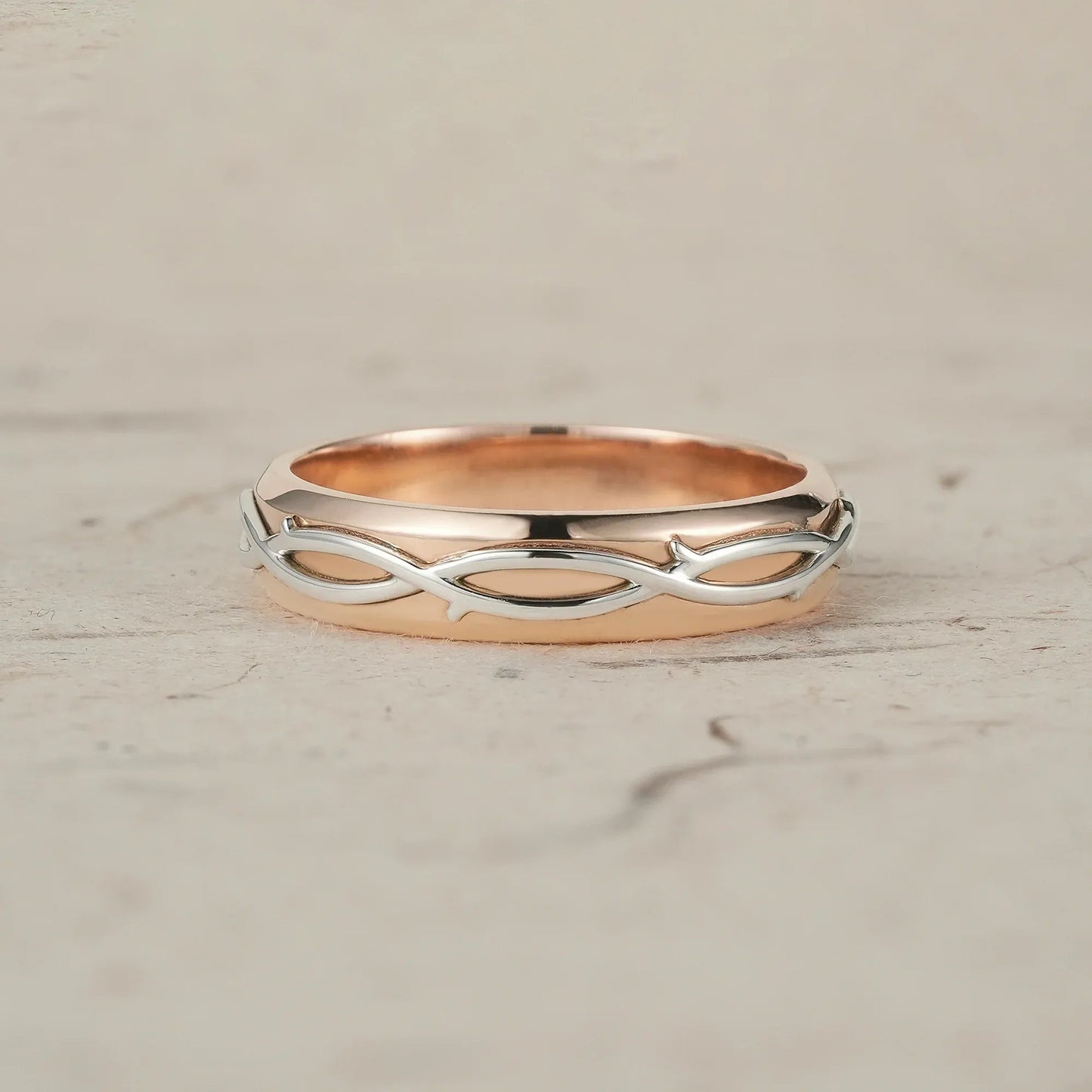 Tow Tone Vine Inspired Men's Band - Ethan - GemsMagic