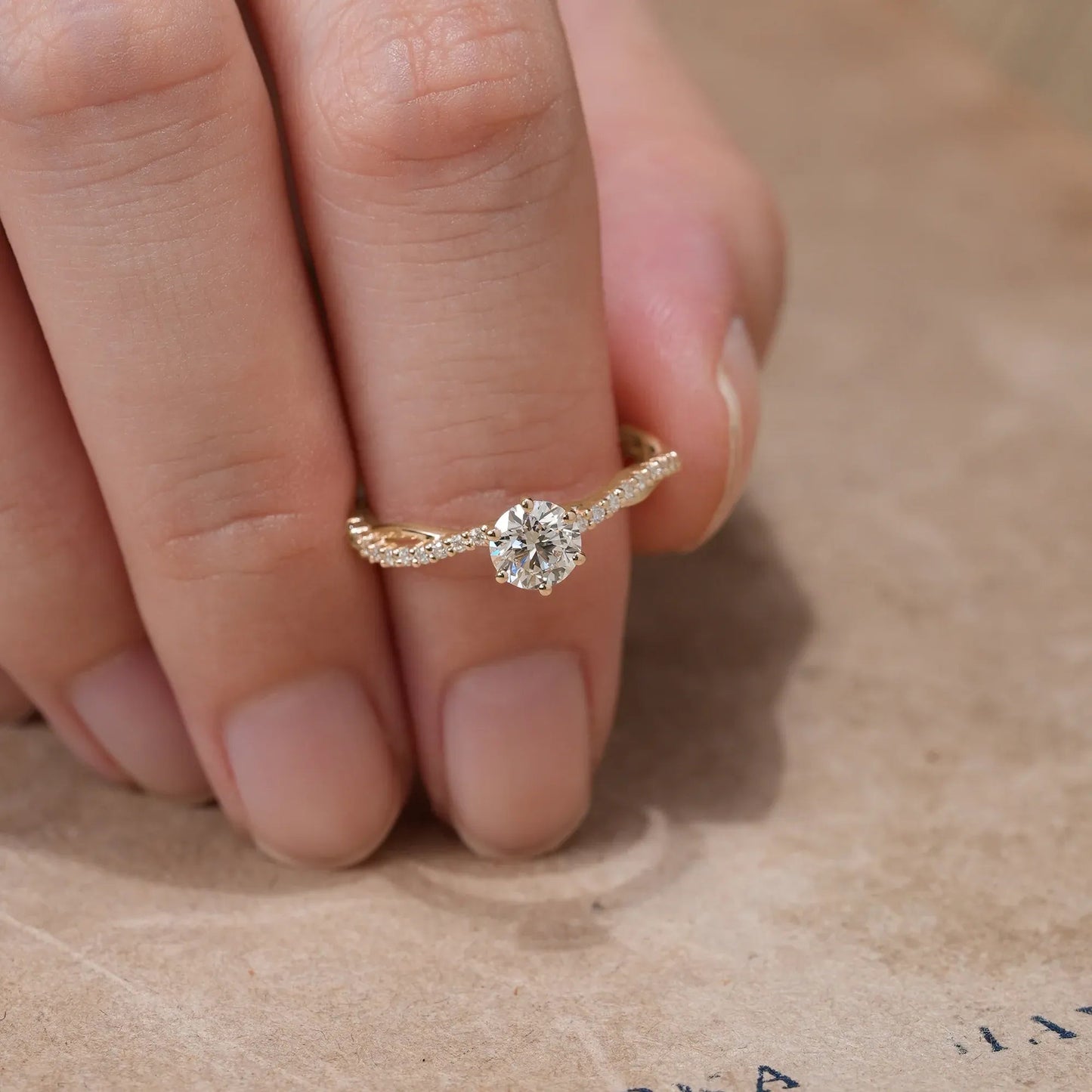 Twist Solitaire Lab Grown Diamond Engagement Ring - Lena - GemsMagic