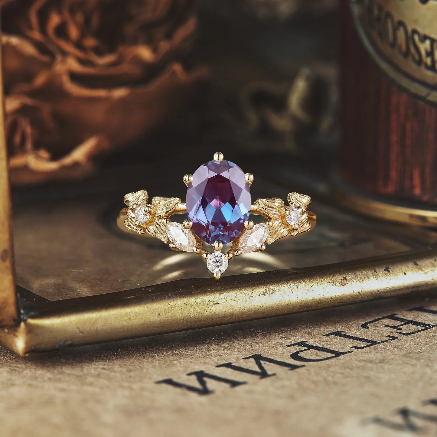 V - Shaped Alexandrite Engagement Ring - Scarlett - GemsMagic