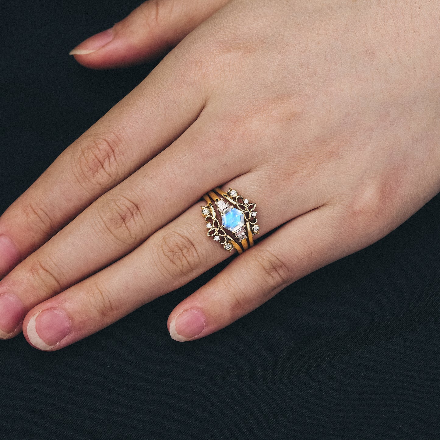 GemsMagic Moonstone Ring Set-Catherine