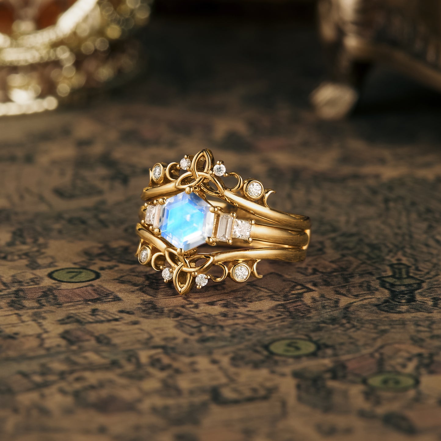 GemsMagic Moonstone Ring Set-Catherine