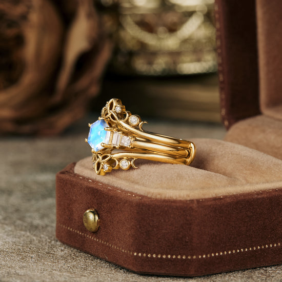 GemsMagic Moonstone Ring Set-Catherine