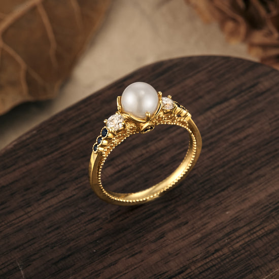 GemsMagic Akoya Pearl Peekaboo Promise Ring