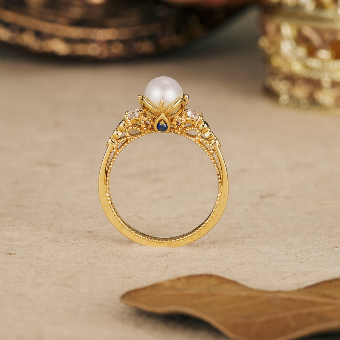 14k gold pearl ring