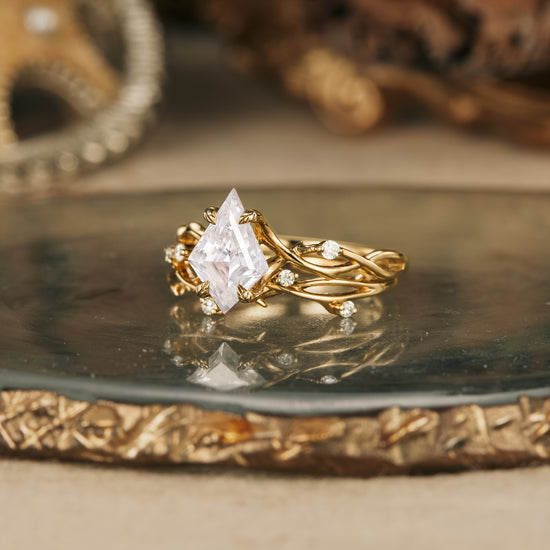Kite Cut Diamond Engagement Ring Set 0.80TCW Salt and Pepper Ring 14k Rose  Gold | eBay