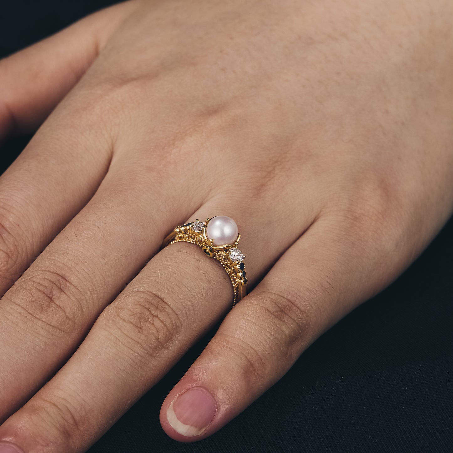 GemsMagic Akoya Pearl Peekaboo Promise Ring