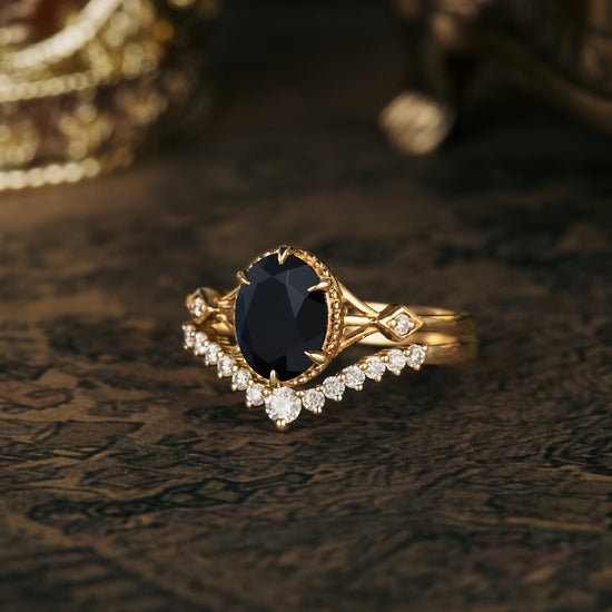 Emerald Cut Black Onyx Engagement Ring Set Rose Gold - Etsy | Black onyx  engagement ring, Emerald cut engagement ring set, Emerald engagement ring  cut