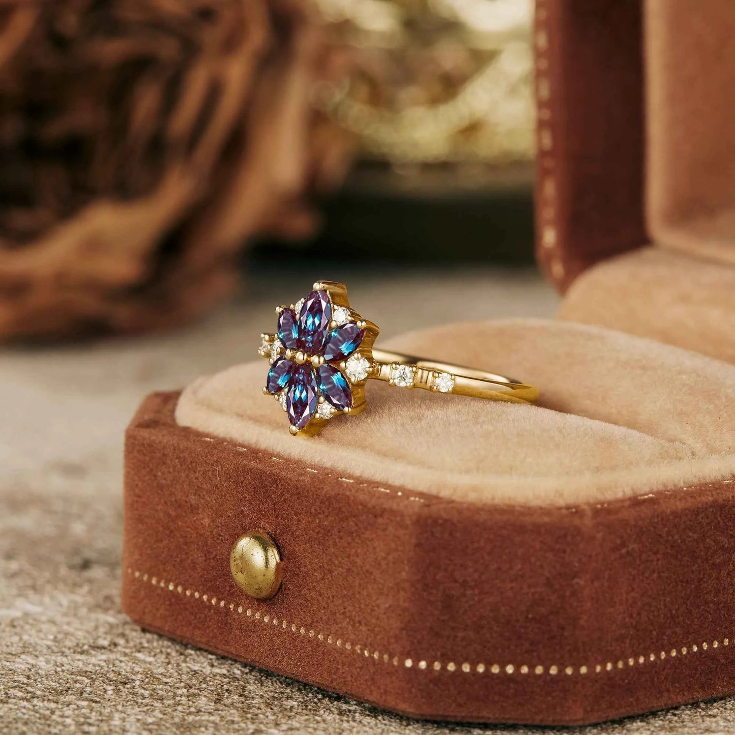 Wild Chrysanthemum Inspired Six - Stone Ring - GemsMagic - GemsMagic